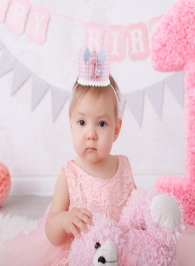 Pinsit One Silly Goose 1st Birthday Crown Hat- Silly Goose First Birthday Decorations, Pink Gingham Crown for Girls, Photo Props Cake Smash（Pink ） - Image 4