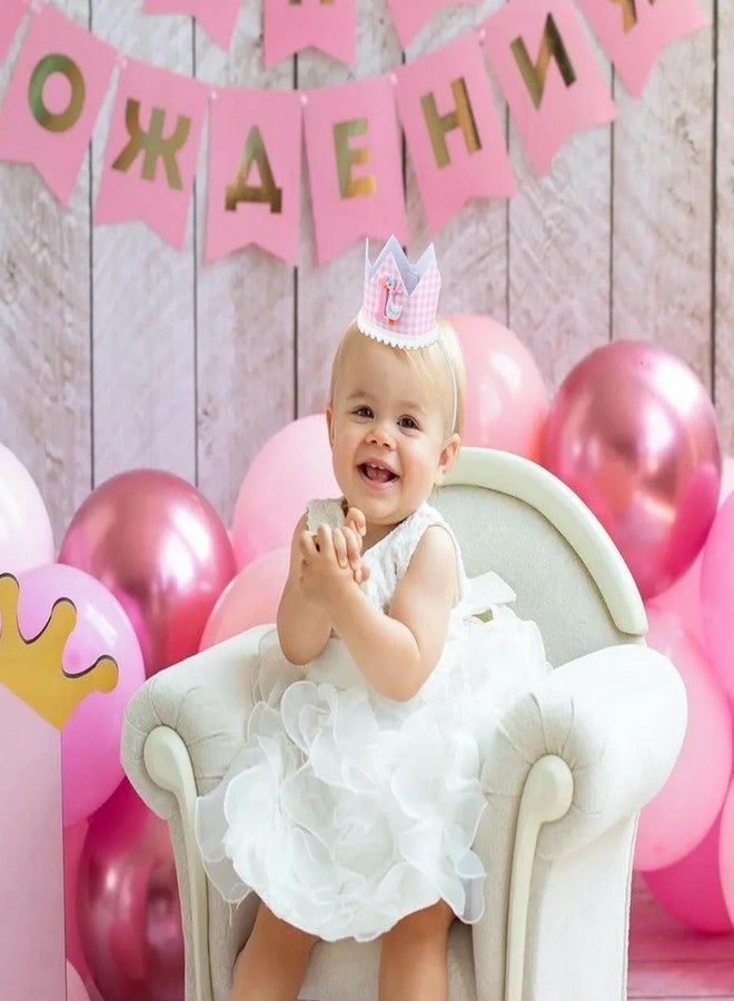 Pinsit One Silly Goose 1st Birthday Crown Hat- Silly Goose First Birthday Decorations, Pink Gingham Crown for Girls, Photo Props Cake Smash（Pink ） - Image 5