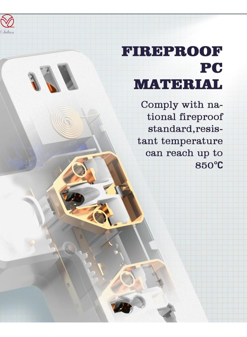 باس تيك موزع Bastec BC871 بثلاثة منافذ مع منفذي USB ومنفذ PD واحد مع شحن سريع - Image 3