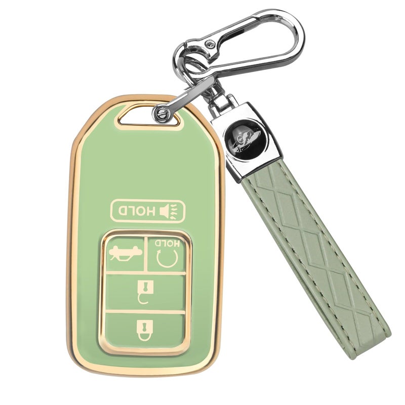 QBUC for Honda Key Fob Cover Case with Keychain for Honda Accord Civic CRV CRV Pilot Passport Insight EX EXL 5 Buttons