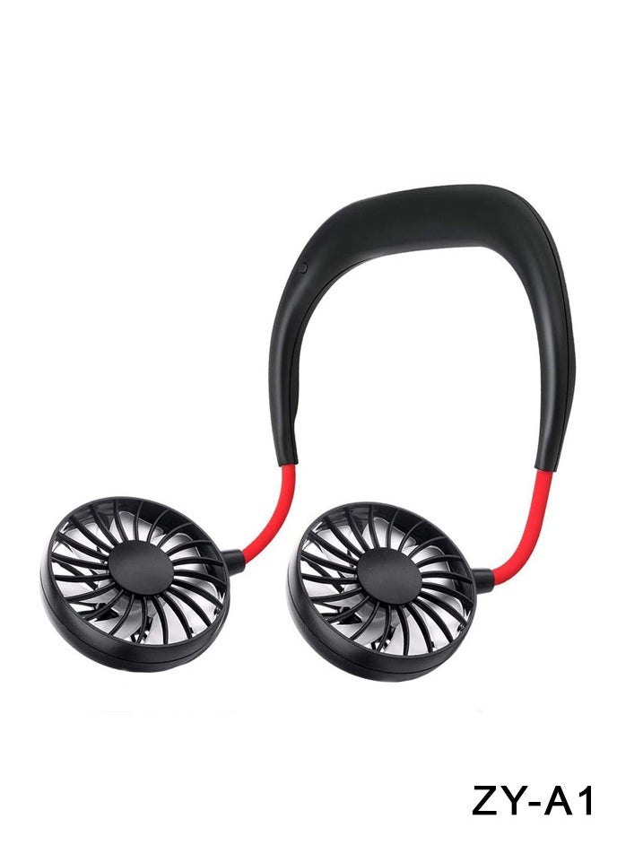Generic - Rechargeable Dual Head Wearable Neck Fan – Hands-Free Portable Cooling with Adjustable Airflow - Image 1