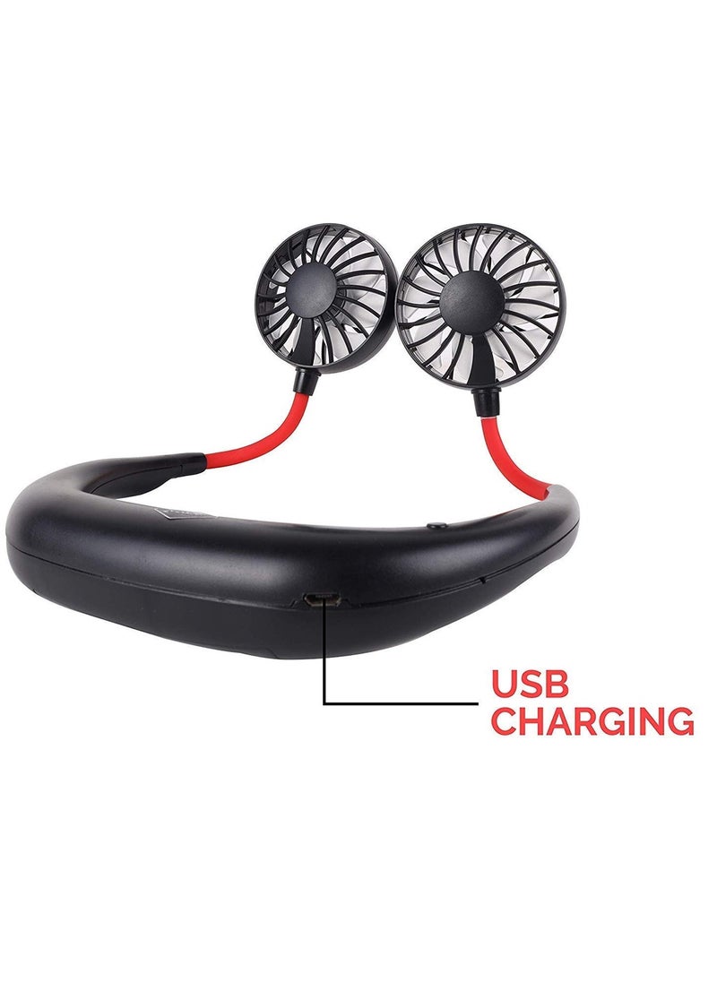 Generic - Rechargeable Dual Head Wearable Neck Fan – Hands-Free Portable Cooling with Adjustable Airflow - Image 1