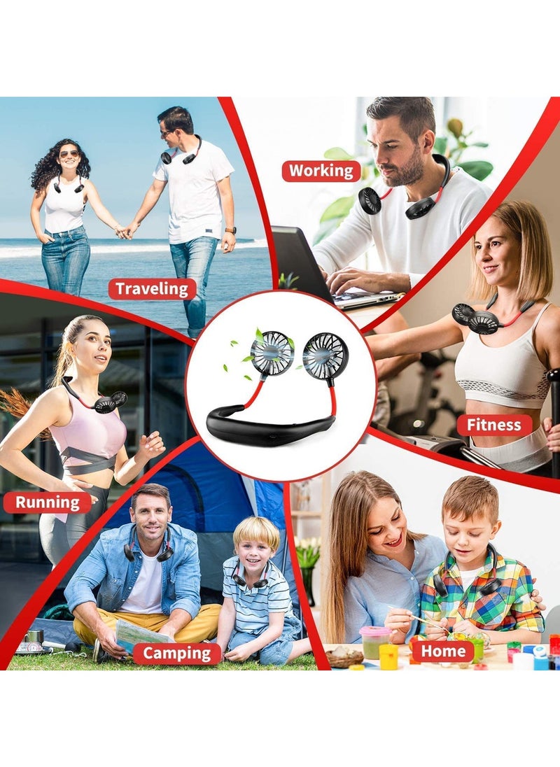 Generic - Rechargeable Dual Head Wearable Neck Fan – Hands-Free Portable Cooling with Adjustable Airflow - Image 1