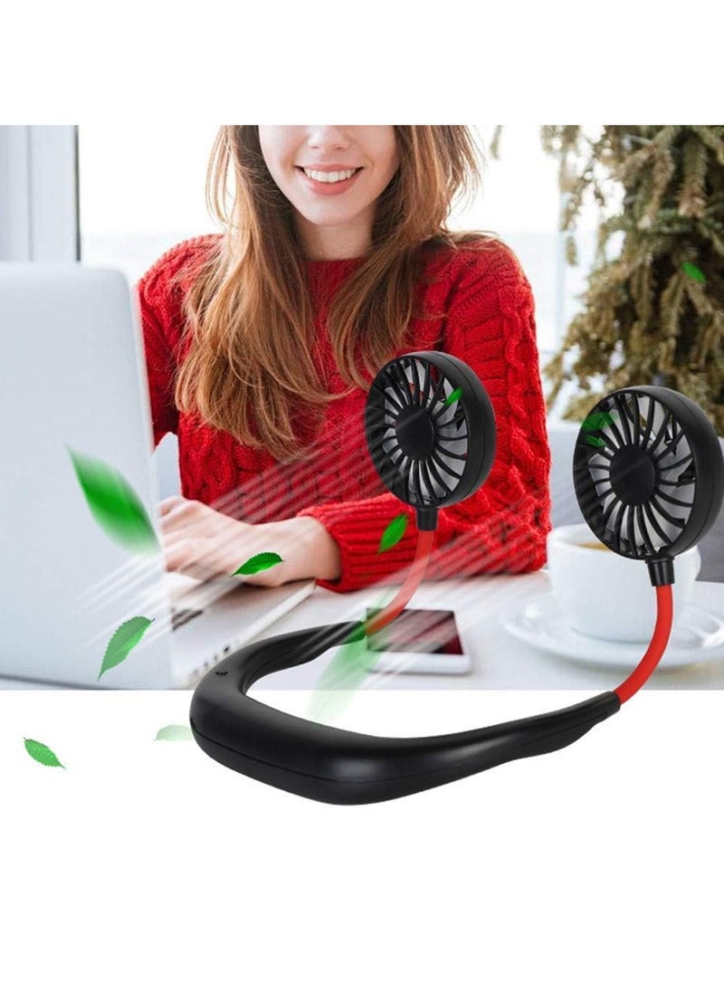 Generic - Rechargeable Dual Head Wearable Neck Fan – Hands-Free Portable Cooling with Adjustable Airflow - Image 1