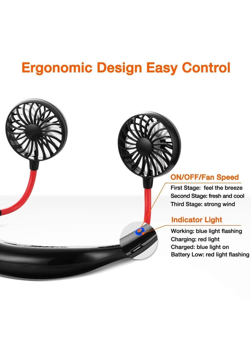 Generic - Rechargeable Dual Head Wearable Neck Fan – Hands-Free Portable Cooling with Adjustable Airflow - Image 1