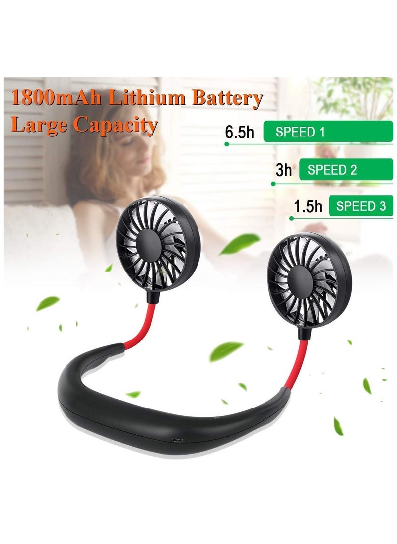 Generic - Rechargeable Dual Head Wearable Neck Fan – Hands-Free Portable Cooling with Adjustable Airflow - Image 1