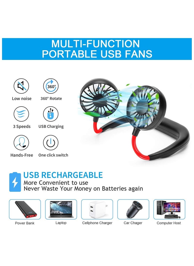 Generic - Rechargeable Dual Head Wearable Neck Fan – Hands-Free Portable Cooling with Adjustable Airflow - Image 1