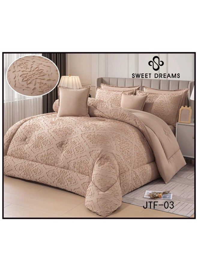 سويت دريمز مفرش سرير (نفر )  مفرد 4 قطع من Sweet Dreams – نقشة ورود منسوجة – مقاس 120×200 سم – لون بيج غامق 