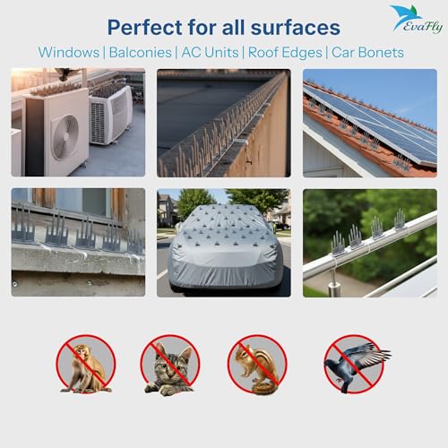 Evafly Birds Spike for Pigeon | Pack 40 Strong Uv Treated Unbreakable Spikes| Uses at AC Cabinate Windows Railing - Grey (Cover 10 Feet) - Image 5