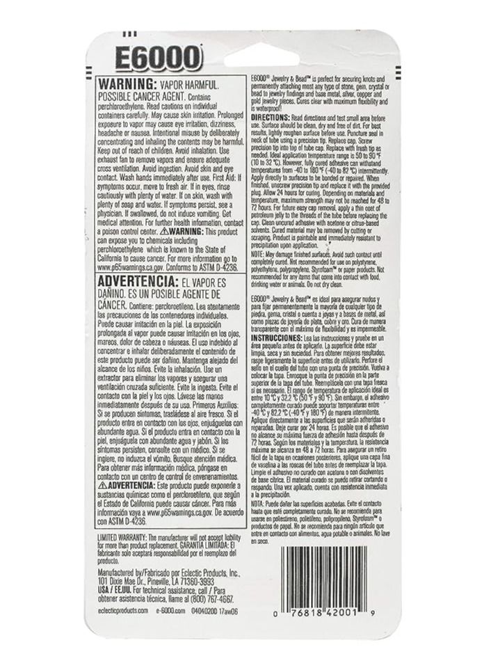 E6000 Jewelry & Bead Adhesive 1 oz Clear - Image 2