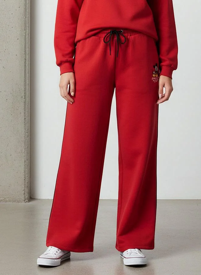 SP Characters Mid-Rise Cotton Trousers with Mickey Mouse Embroidery