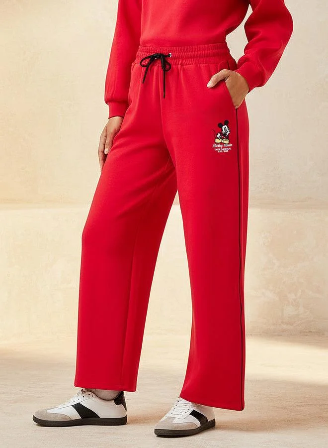 SP Characters Mid Rise Cotton Trousers with Mickey Mouse Embroidery