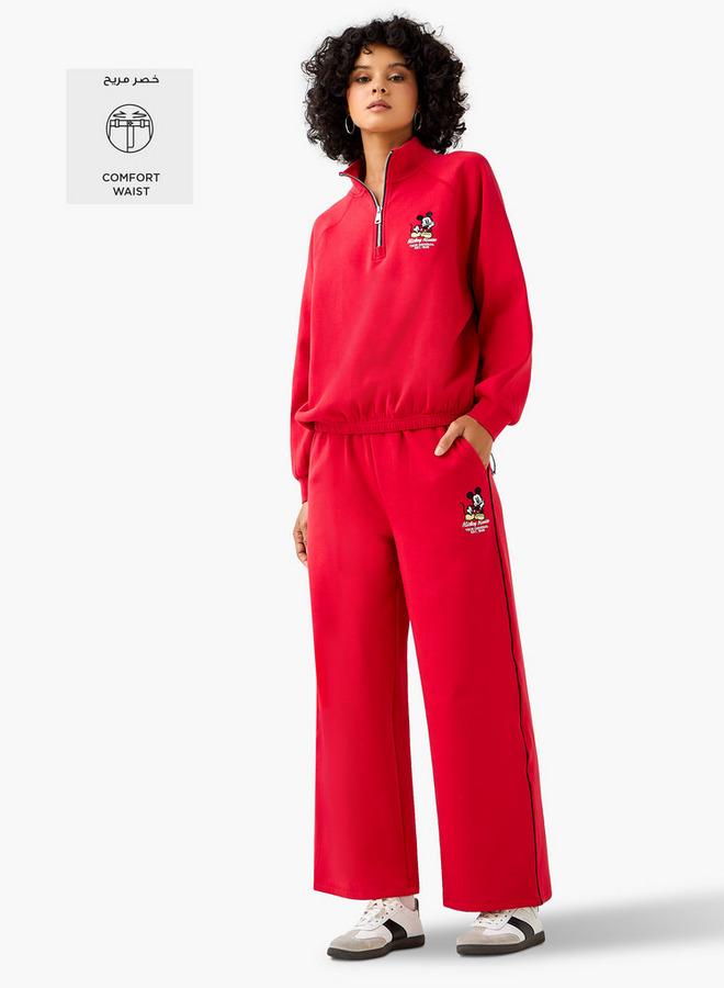 SP Characters Mid-Rise Cotton Trousers with Mickey Mouse Embroidery - Image 3