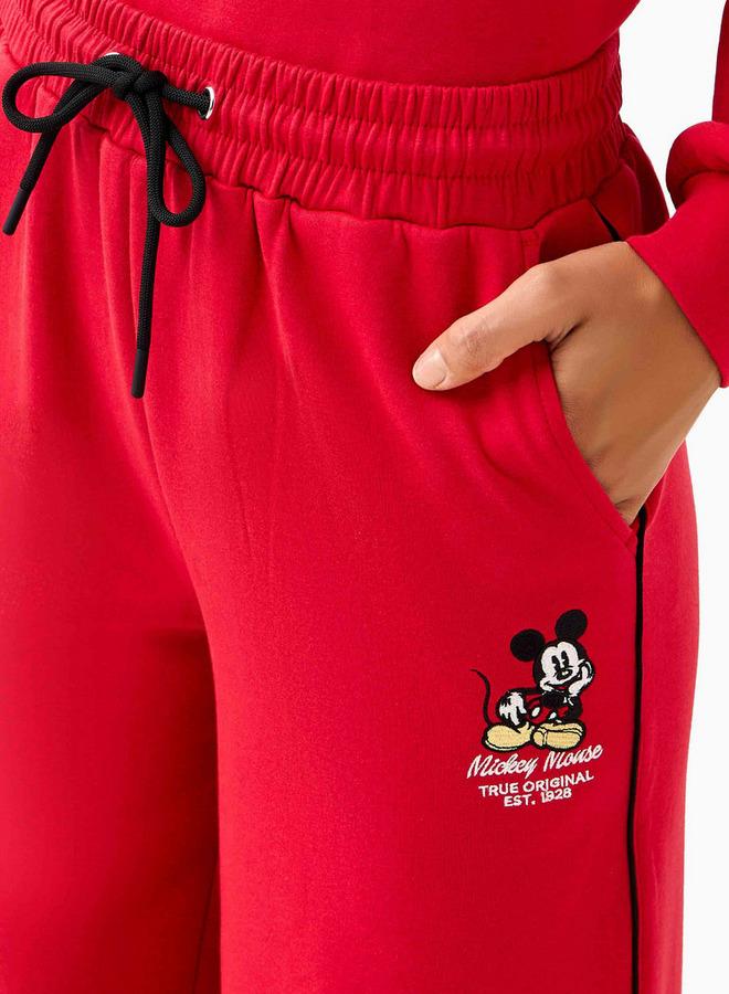 SP Characters Mid-Rise Cotton Trousers with Mickey Mouse Embroidery - Image 5
