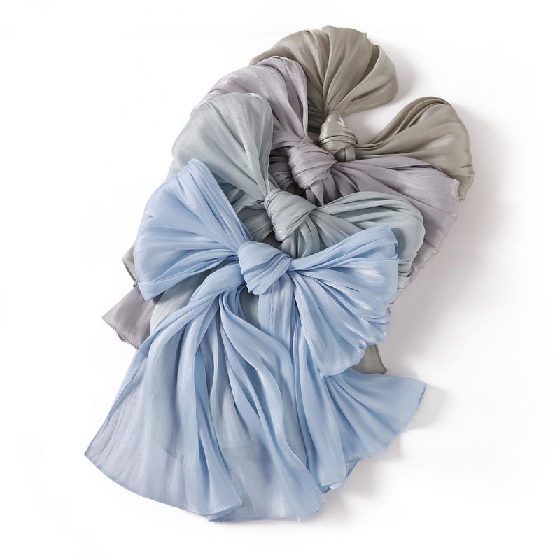 HURESON Women Premium Hijab Head Scarf Lightweight Shimmer Scarves Crepe Wedding Shawls and Wraps for Evening Dresses Shiny (Blue 21#) - Image 2