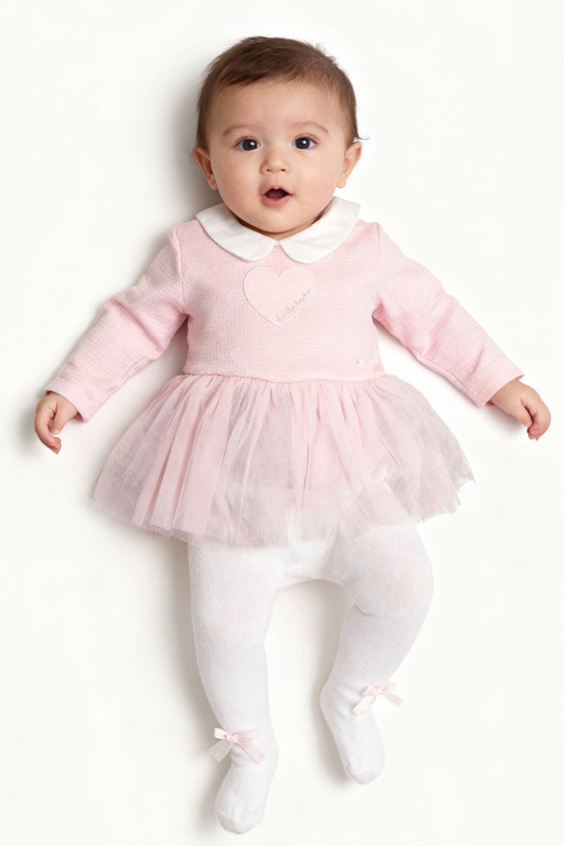 Rock-A-Bye Baby Boutique طقم فستان طويل الأكمام وجوارب للبنات الصغيرات 2 قطعة، وردي - Image 1