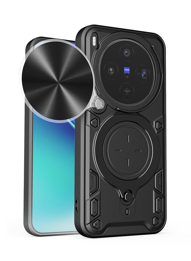 غطاء هاتف لـ VIVO X300 5G مزود بغطاء للكاميرا وحامل حلقي، غطاء واقي صلب من الخلف وحواف ناعمة ومقاوم للصدمات - Image 1