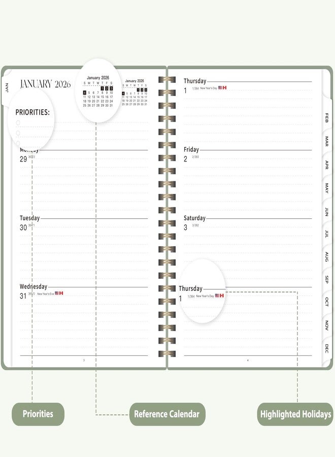 VALOME 2026 Planner, Weekly and Monthly Calendar Agenda Book, Jan 2026 - Dec 2026, Hardcover Planning Academic Planner for Office School Supplies and Desk Accessories - A5 (6.3'' x 8.5'') - Image 3