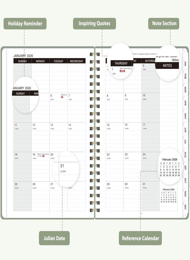 VALOME 2026 Planner, Weekly and Monthly Calendar Agenda Book, Jan 2026 - Dec 2026, Hardcover Planning Academic Planner for Office School Supplies and Desk Accessories - A5 (6.3'' x 8.5'') - Image 2