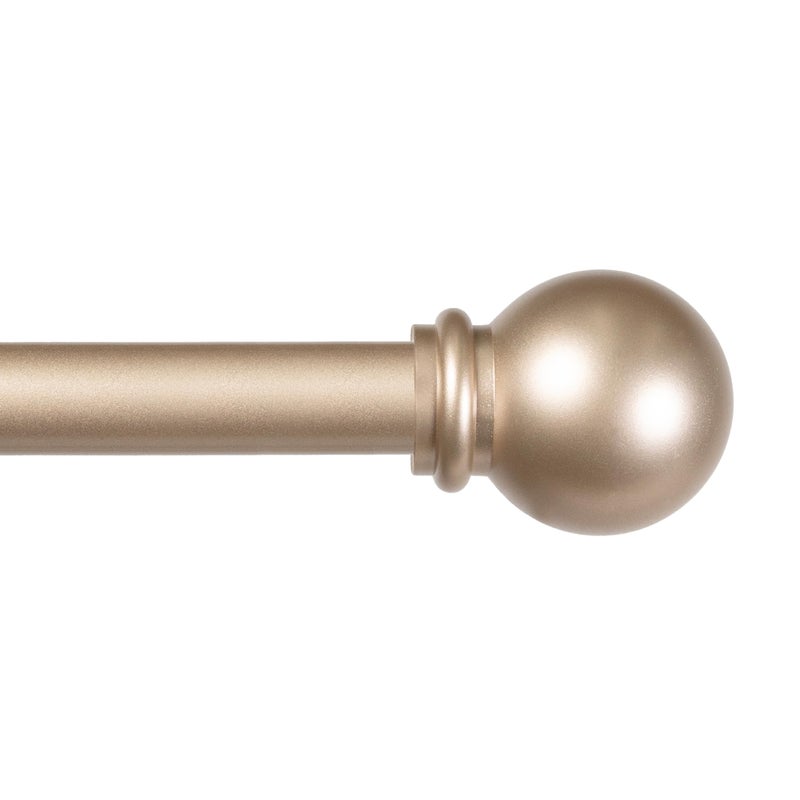 Kenney Chelsea Ball End Window Curtain Rod, Adjustable Curtain Rod for Windows 28 to 48 Inches, Extendable Curtain Rod Set, Soft Brass Gold