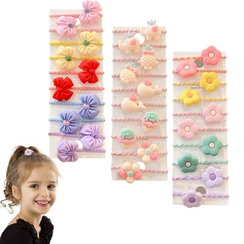FFZDENA 3 Sets of 10 Each, Hair Accessories for Kids Girls, Rubber Band for Hair, Cute Floral Hair Bands for Baby Girls, Toddlers, and Women, Ideal for School, Parties, and Daily Use - Image 1