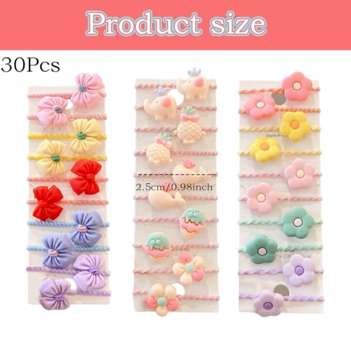 FFZDENA 3 Sets of 10 Each, Hair Accessories for Kids Girls, Rubber Band for Hair, Cute Floral Hair Bands for Baby Girls, Toddlers, and Women, Ideal for School, Parties, and Daily Use - Image 2