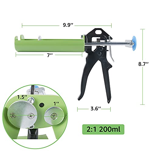 CJGQ Epoxy Gun 200 mL/6.75 fl oz (2:1 Mix Ratio) Dual Component Adhesive Cartridge Applicator Manual, Panel Bond Gun for 08115-08116 （Vitality Green） - Image 5