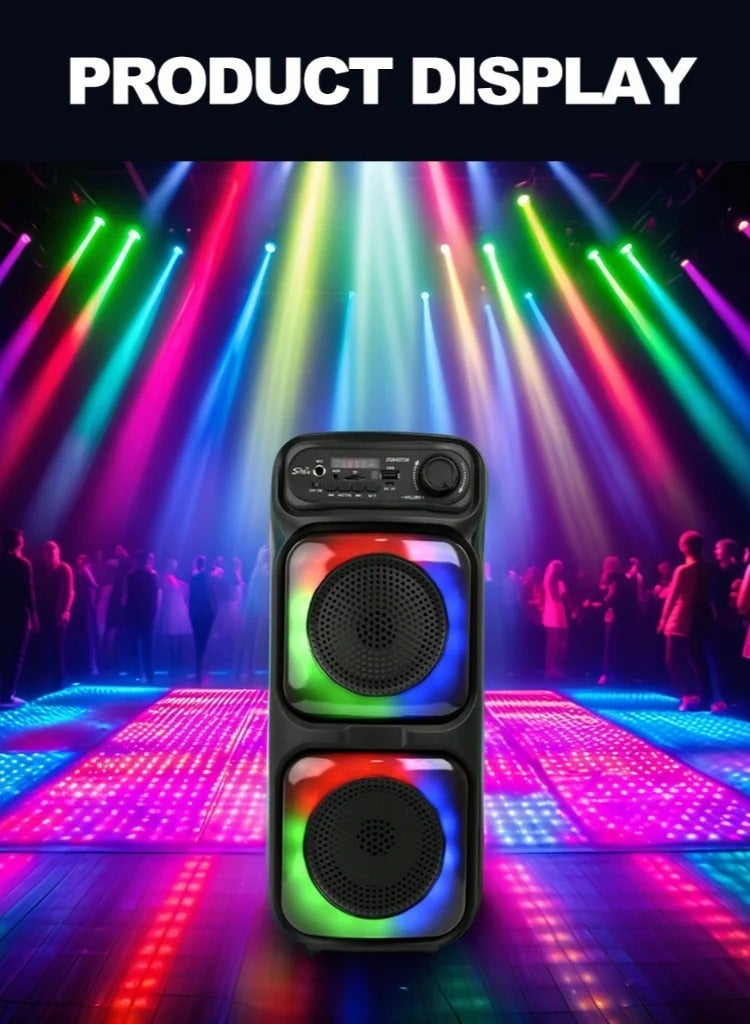 مكبر صوت لاسلكي يعمل بتقنية البلوتوث يحتوي على راديو FM , مدخل ذاكرة TF ,مدخل USB , مدخل ميكروفون بطارية قابلة للشحن - Image 3