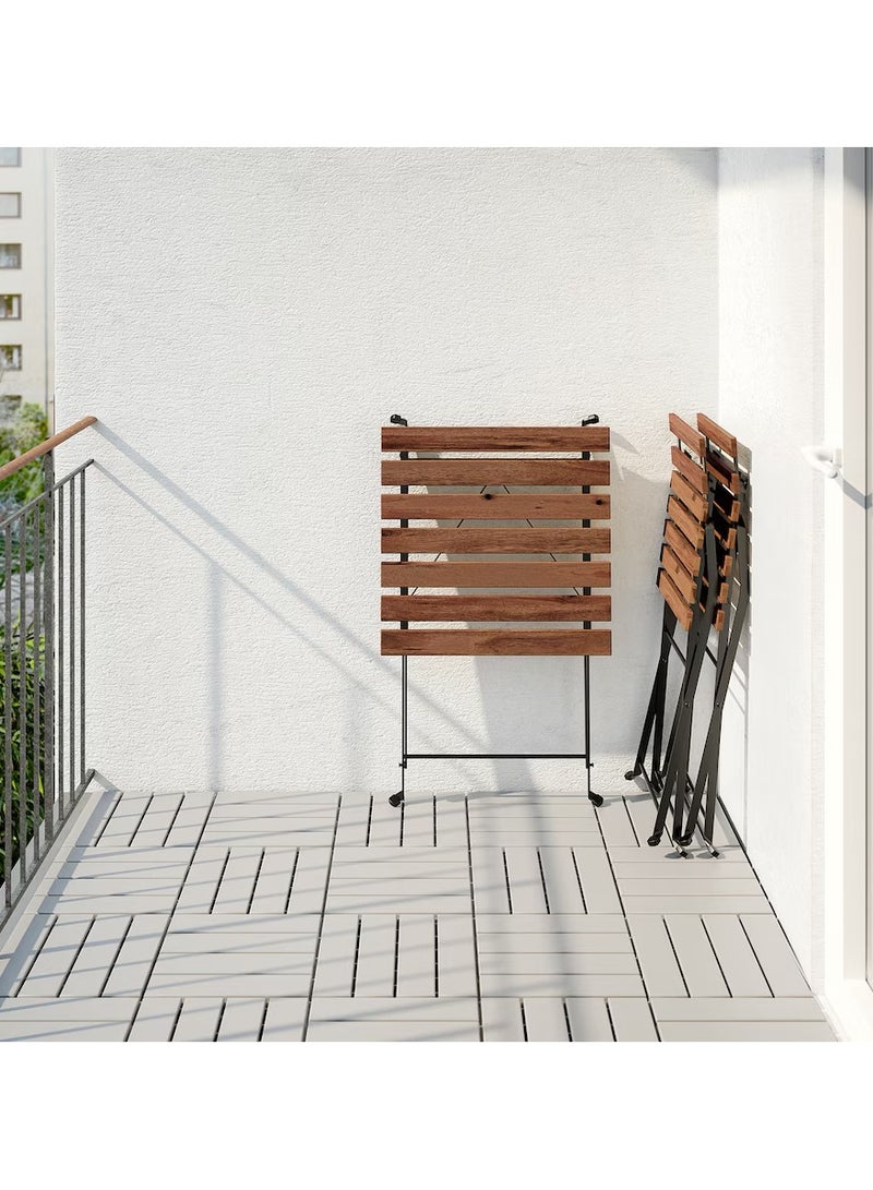 Generic Stylish Wooden and Steel Foladable Table And Chair Set Black/light Brown Stained, Dining Table Chair Set, Included Foldable Table And 2 Foldable Chairs, Used For Outdoor And Indoor  - Image 4