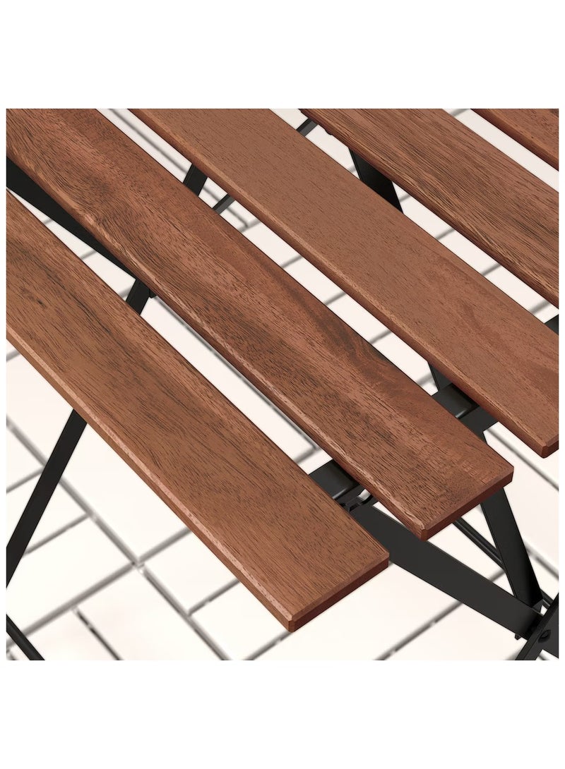 Generic Stylish Wooden and Steel Foladable Table And Chair Set Black/light Brown Stained, Dining Table Chair Set, Included Foldable Table And 2 Foldable Chairs, Used For Outdoor And Indoor  - Image 5