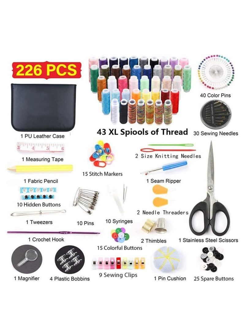 NOAEOU 226-piece Sewing Tool Kit,  Premium Sewing Supplies , Sewing  Kit with 43 XL Thread Spools , Complete Repair Needle and Thread Kit  - Image 2