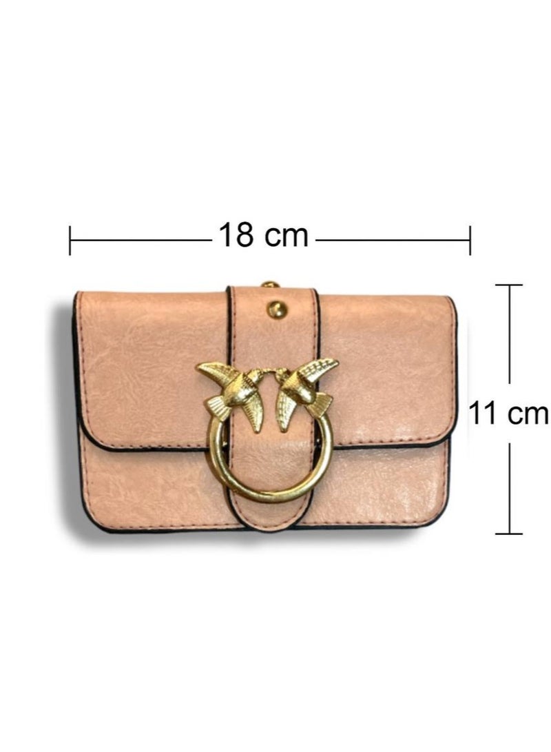 Mini women’s pink Crossbody Bag with Elegant Design and Metallic Chain  - Image 2