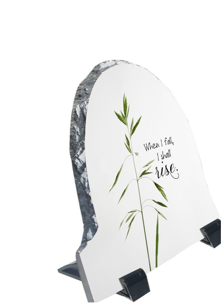 Service Zone - Protective Printed White Rock Shape Marble Photo Frame for Table Top With Portable Stand When I Fall I Shall Rise.. - Image 1