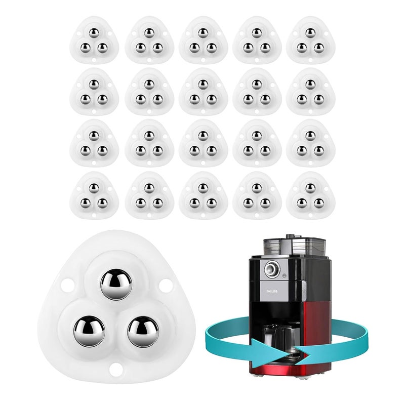 wuher 20 PCS Small Appliance Casters Wheels Sticky Swivel Pulleys Mini Self Adhesive Universal Wheel Appliance Rollers/Sliders Storage Box Furniture Bins Bottom Trash Can Kitchen Appliances Caster (White) - Image 1