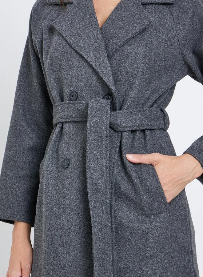 Styli Styli Charcoal Regular Fit Knee-Length Coat