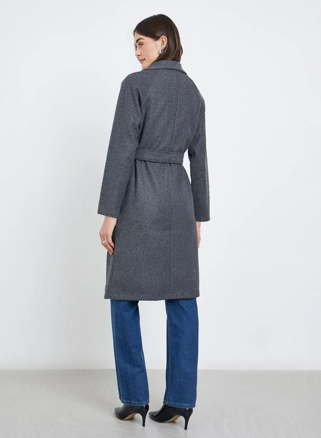 Styli Styli Charcoal Regular Fit Knee-Length Coat
