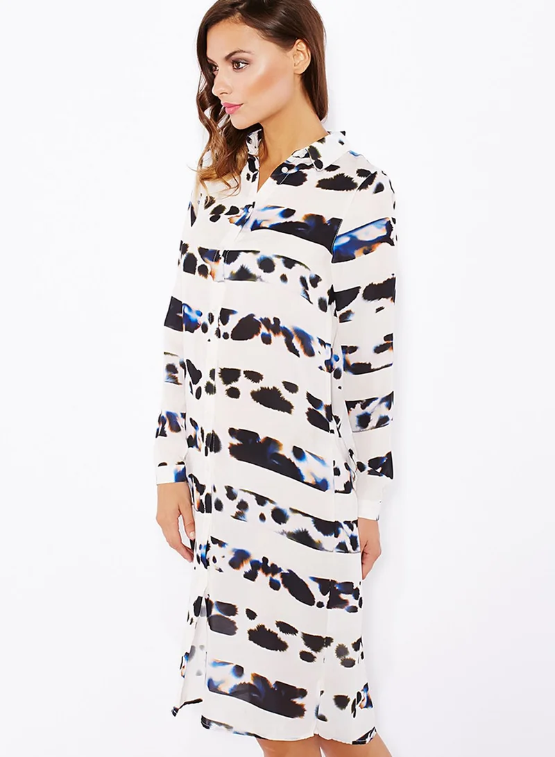 Neon Rose Leopard Shirt Dress