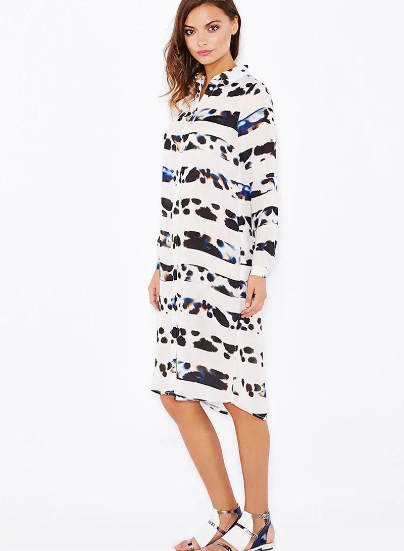 Neon Rose Leopard Shirt Dress
