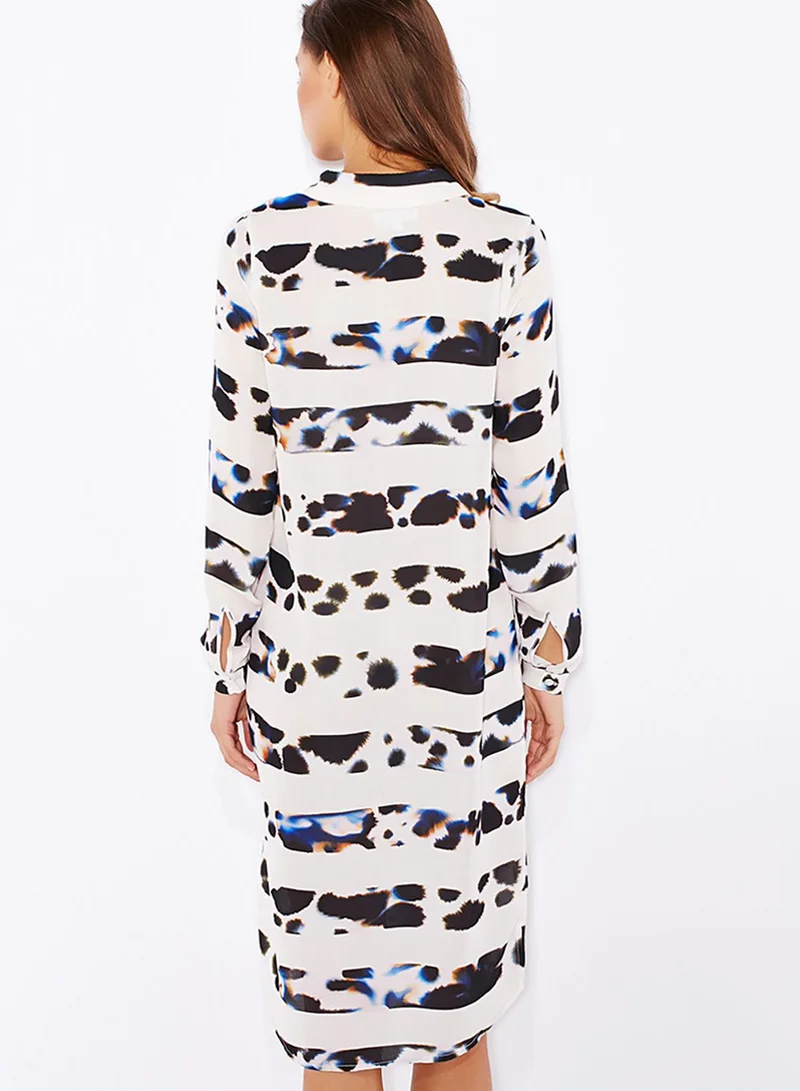 Neon Rose Leopard Shirt Dress