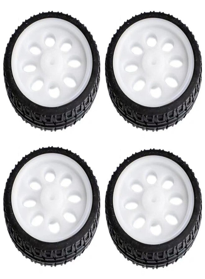 SquEqu 4 Pack TT Motor Wheels with Rubber Tire High Speed Encoder Smart Robot Car Wheel Replacement Spare Parts for Gearbox Motor 200RPM Ratio 1:48 Shaft Motors DIY Robot Smart Car Chassis Kit Arduino - Image 1