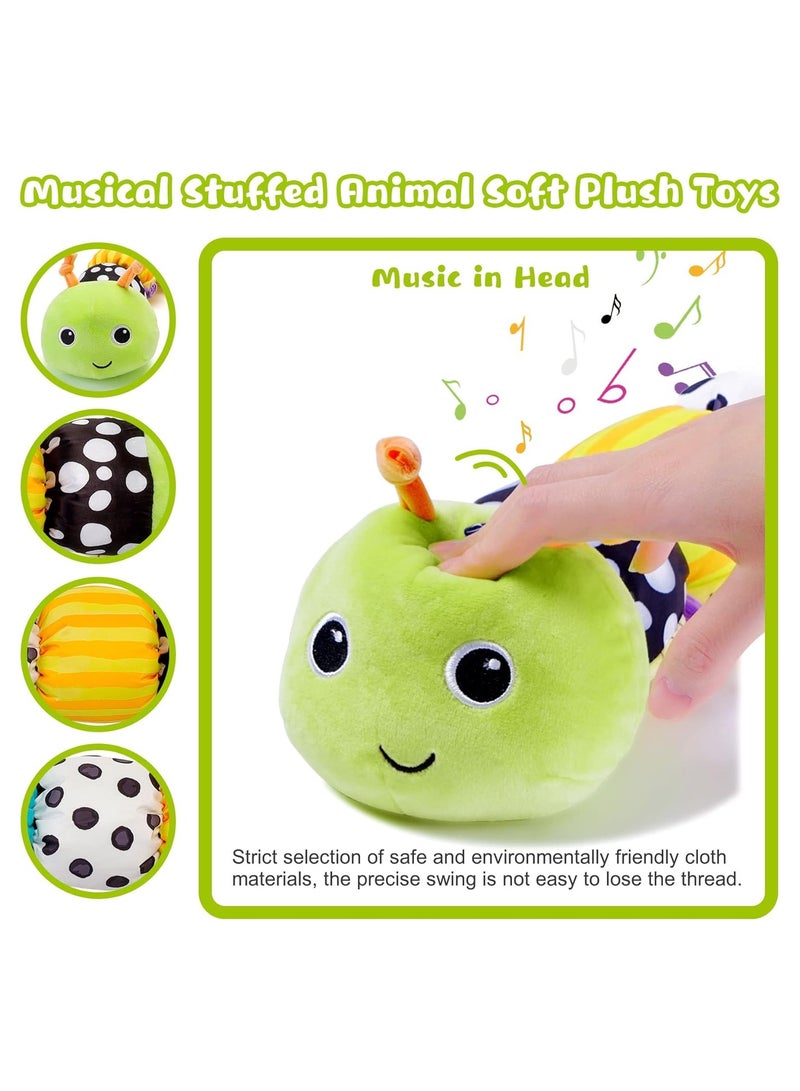 Musical Caterpillar Infant Toys Baby Sensory Toys 0 to 6 Months Stuffed Animal Soft Plush Toys Early Learning Toys with Rattles for Babies 0 to 12 Months Newborn Boy Girl Shower Gift - Image 3