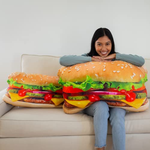 Much Comfort 23" 3D Juicy Cheeseburger Throw Pillow - Made with Super Soft & Ultra Premium Fabric - Cute, Comfortable, Plush, Meat, Nugget, Taco, Stuffed Cushion for Home Decor - Funny Gift - Medium - Image 4