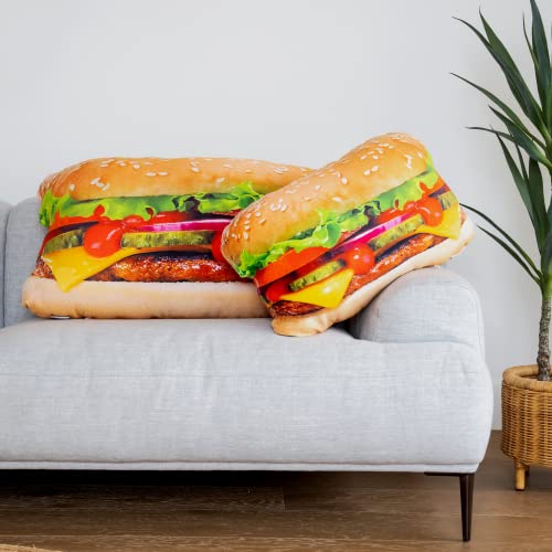 Much Comfort 23" 3D Juicy Cheeseburger Throw Pillow - Made with Super Soft & Ultra Premium Fabric - Cute, Comfortable, Plush, Meat, Nugget, Taco, Stuffed Cushion for Home Decor - Funny Gift - Medium - Image 3