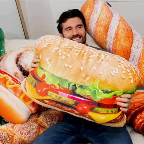 Much Comfort 23" 3D Juicy Cheeseburger Throw Pillow - Made with Super Soft & Ultra Premium Fabric - Cute, Comfortable, Plush, Meat, Nugget, Taco, Stuffed Cushion for Home Decor - Funny Gift - Medium - Image 5