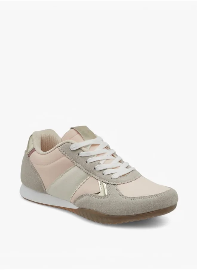 داش Women's Colourblock Sneakers with Lace-Up Closure