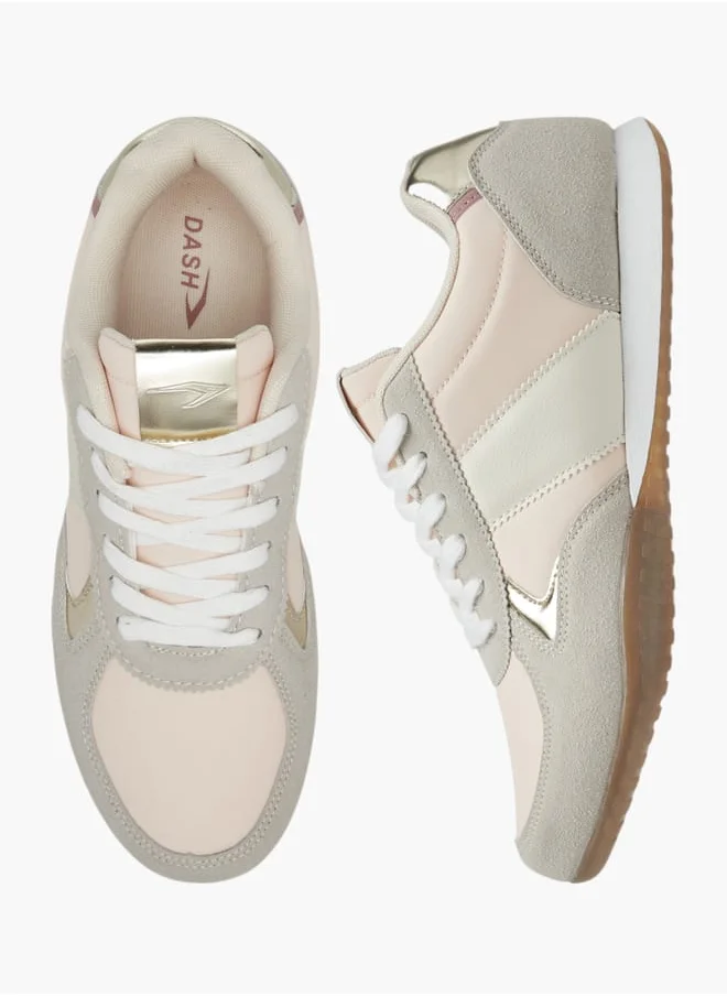 داش Women's Colourblock Sneakers with Lace-Up Closure
