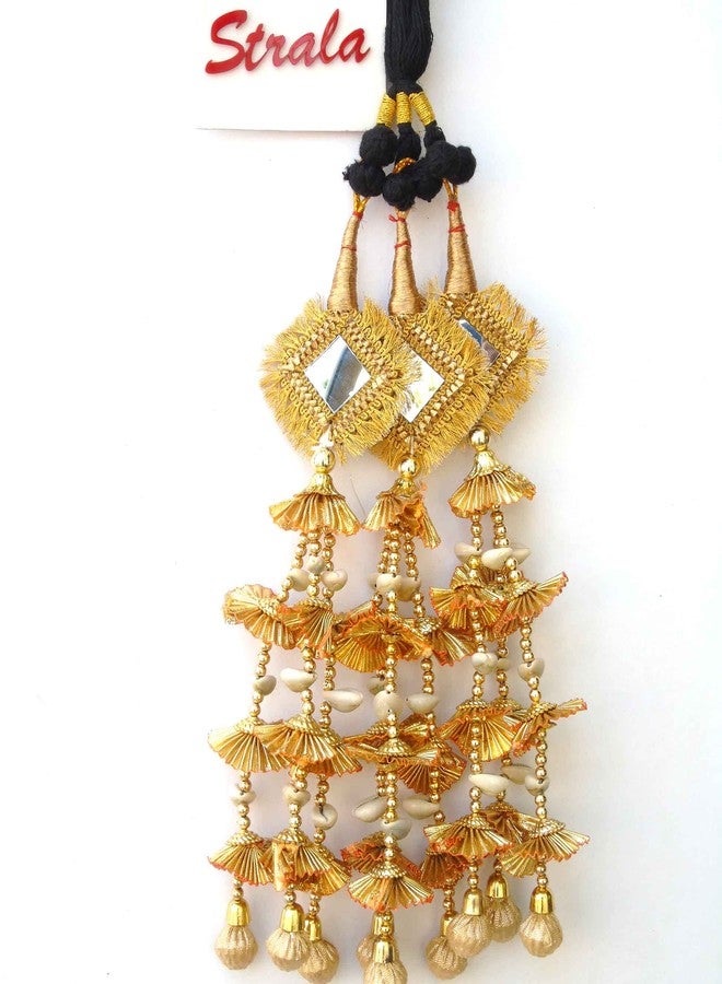 Strala Hair Extensions For Women And Girls/Parandi Used As Braid/Parandi Choti Hair For Women (Black & Gold Color) Pack of 1 pcs design-16 (Golden) - Image 3