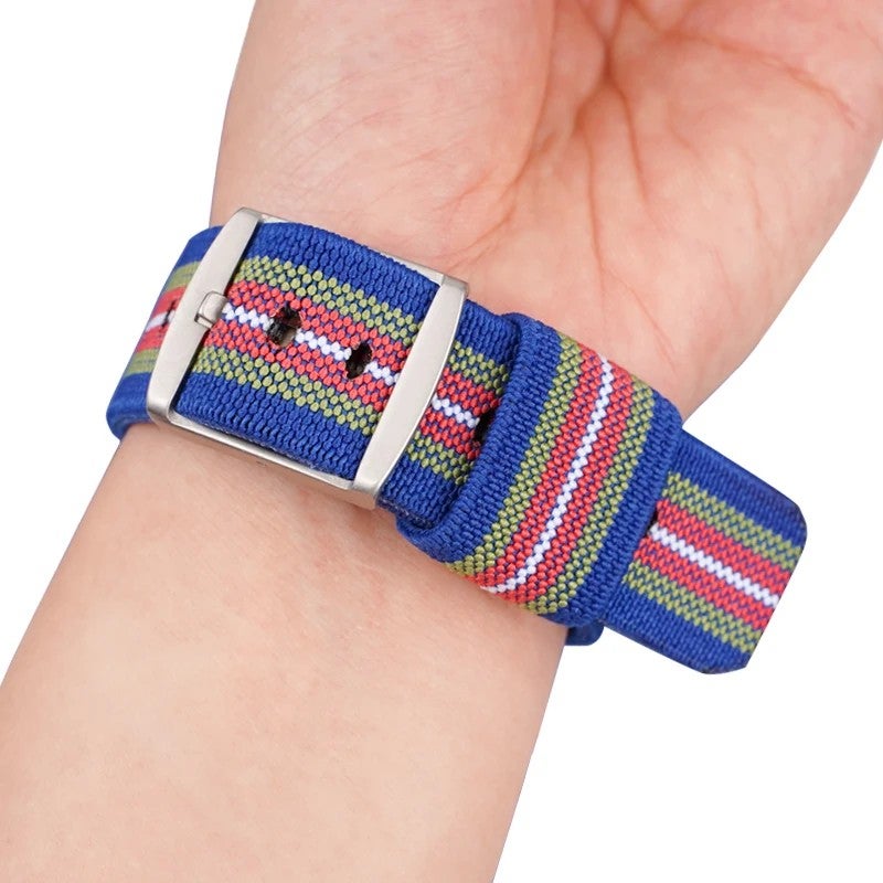 Bluejw 18mm 20mm 22mm 24mm Elastic Nylon Canvas Woven Smart Watch Straps Replacement Band for Seiko Casio Huawei Samsung – Comfortable Breathable Durable Watchband - Image 1
