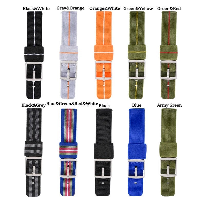Bluejw 18mm 20mm 22mm 24mm Elastic Nylon Canvas Woven Smart Watch Straps Replacement Band for Seiko Casio Huawei Samsung – Comfortable Breathable Durable Watchband - Image 4