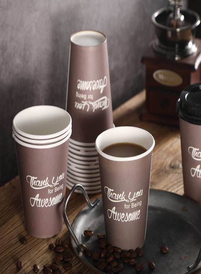 Rtteri 100 Packs Disposable Thank You Coffee Cups Bulk 12 oz Thank You Paper Cups with Lids Brown Coffee Station Supplies Employee Appreciation Gifts for Teachers Students Staff - Image 4